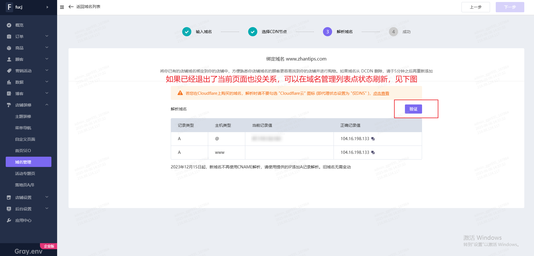 独立站域名解析-解析状态验证